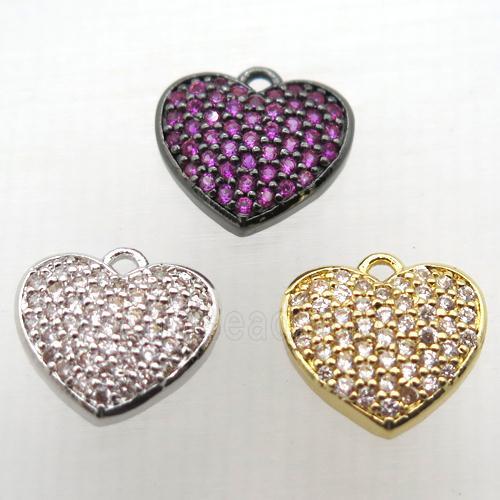 copper heart pendant paved zircon, mix color