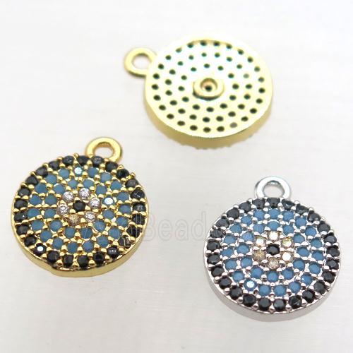 copper circle pendant paved zircon, mix color