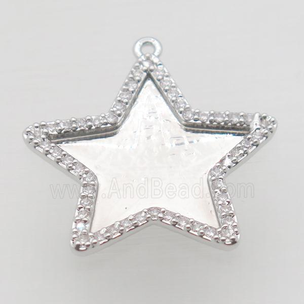 copper star pendant paved zircon, platinum plated
