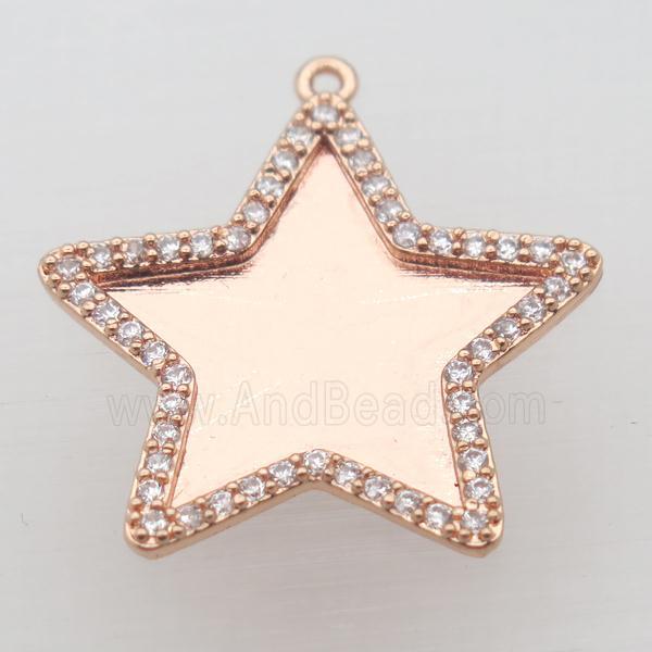 copper star pendant paved zircon, rose gold