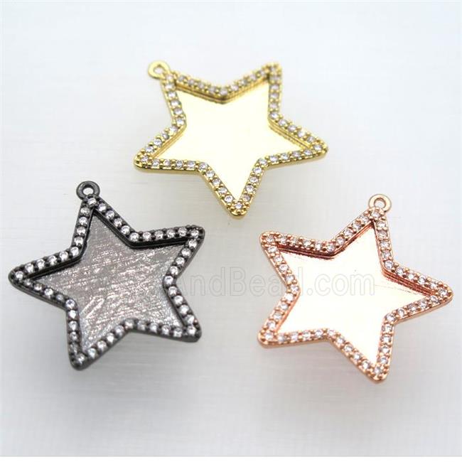 copper star pendant paved zircon, mix color