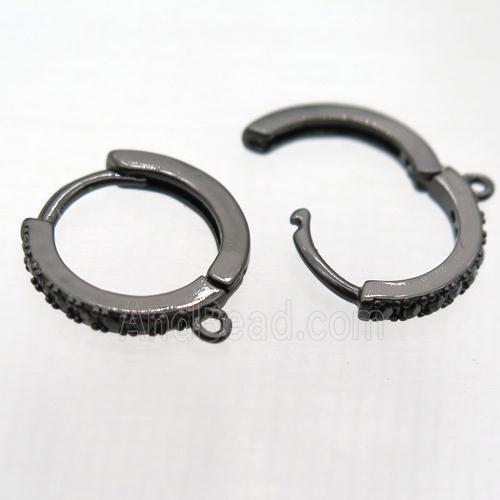 copper leaveback earring paved zircon, black plated
