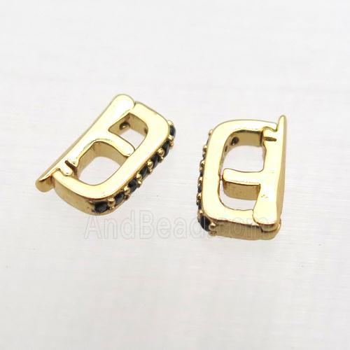 copper clip clasp paved zircon, gold plated