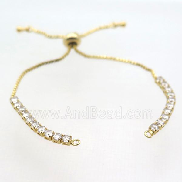 copper bracelet chain pave zircon, gold plated