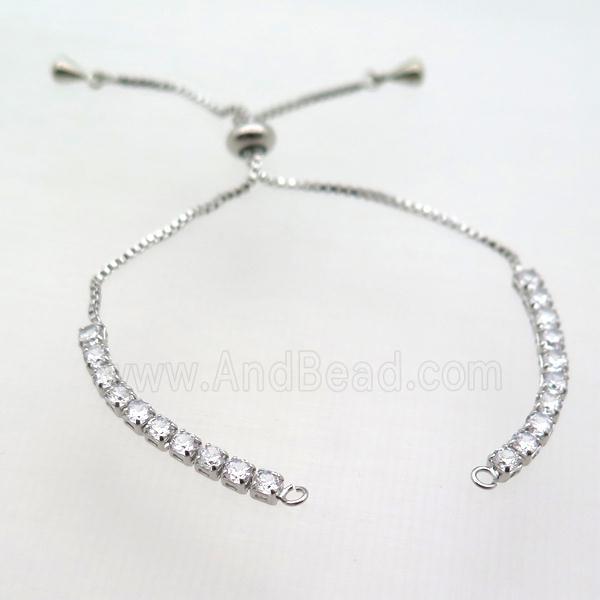 copper bracelet chain pave zircon, platinum plated