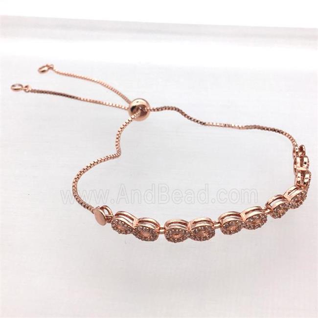 copper bracelet pave zircon, rose gold