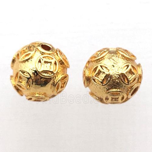 round copper beads, gold plated