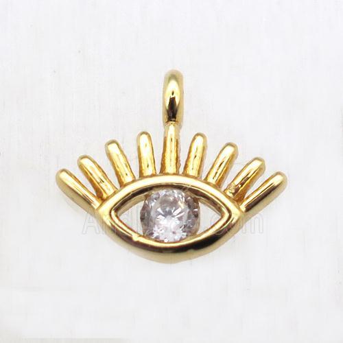 copper eye pendant pave zircon, gold plated