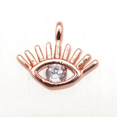 copper eye pendant pave zircon, rose gold