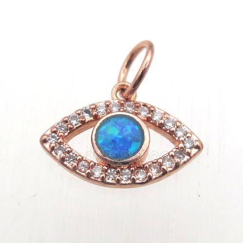 copper eye pendant pave zircon, rose gold
