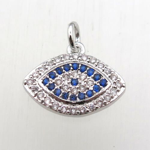 copper eye pendant pave zircon, platinum plated
