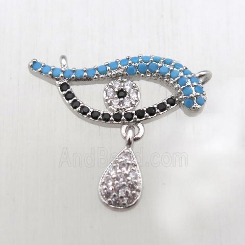 copper dolphin pendant pave zircon with 2loops, platinum plated