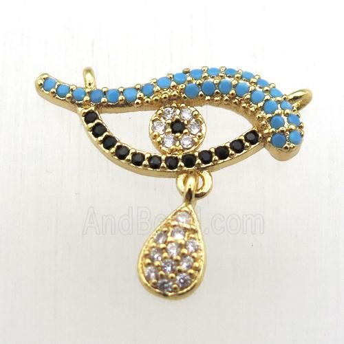 copper dolphin pendant pave zircon with 2loops, gold plated