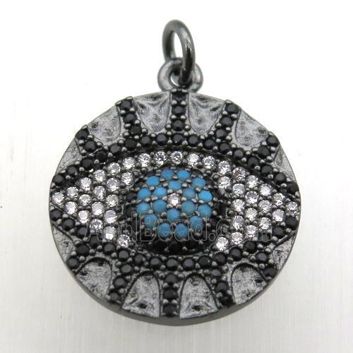 copper eye pendant pave zircon, black plated