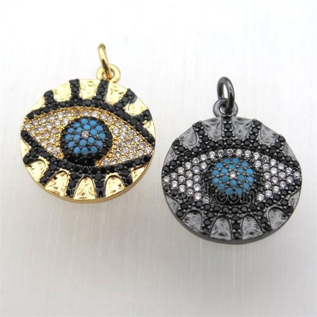copper eye pendant pave zircon, mixed color