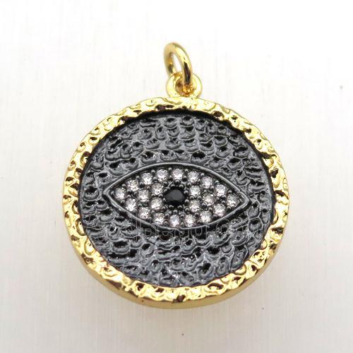 copper eye pendant pave zircon, gold plated