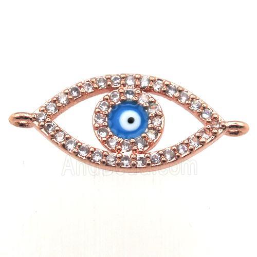 copper evil eye connector pave zircon, rose gold