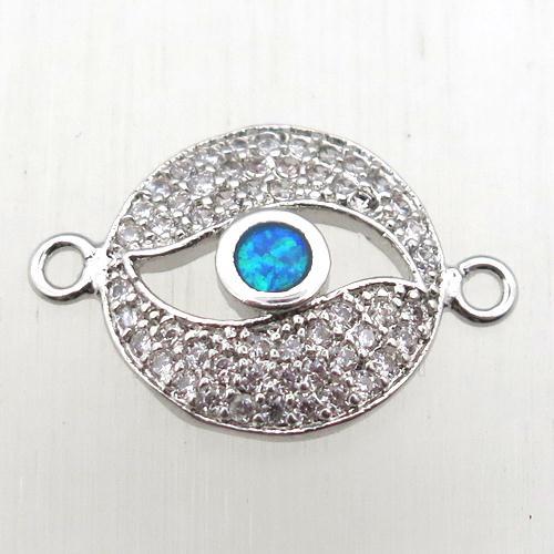 copper eye connector pave zircon, platinum plated