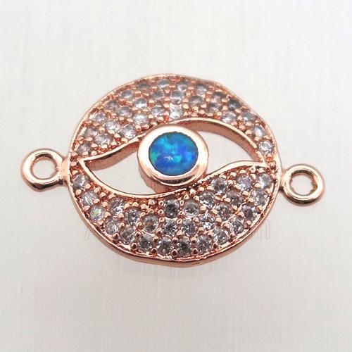 copper eye connector pave zircon, rose gold