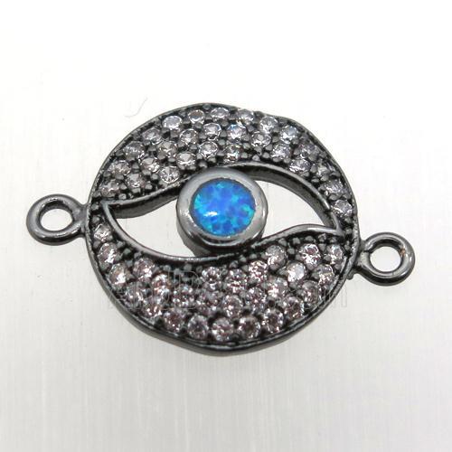 copper eye connector pave zircon, black plated