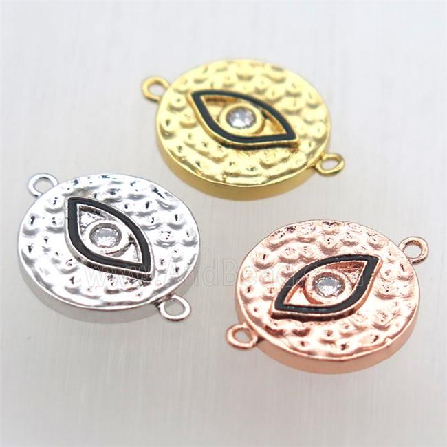 copper eye connector pave zircon with Enameling, mixed color