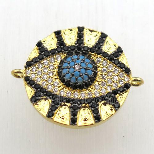 copper eye connector pave zircon, gold plated