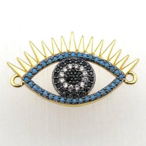 copper eye connector pave zircon, gold plated