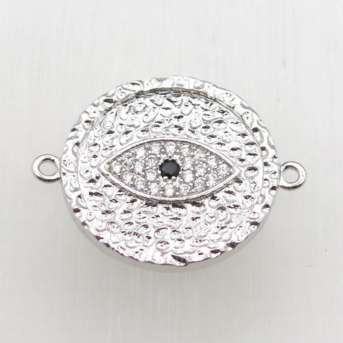 copper eye connector pave zircon, platinum plated