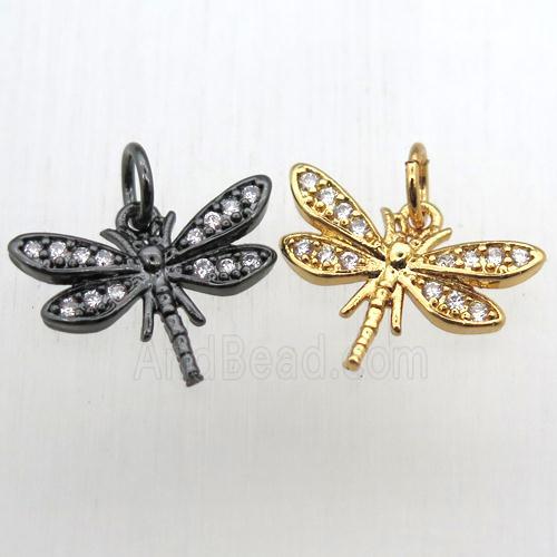 copper dragonfly pendant pave zircon, mixed