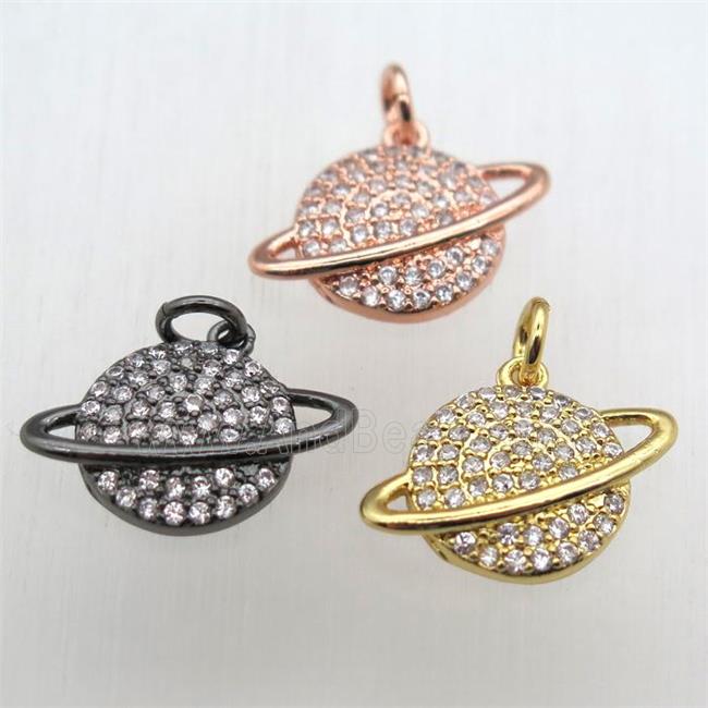 copper earth pendant pave zircon, mixed color