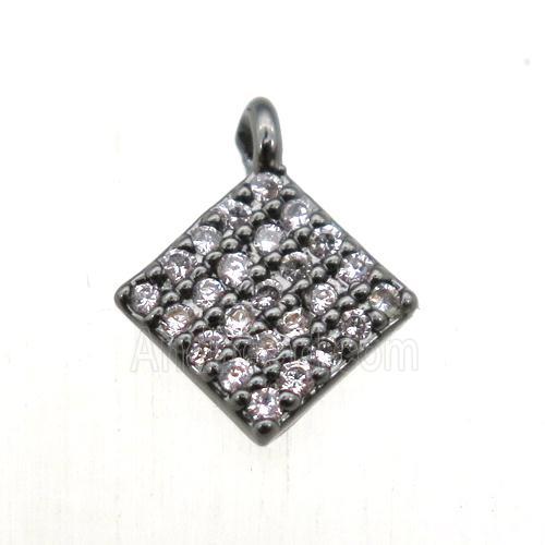 copper square pendant pave zircon, black plated