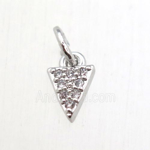 copper arrowhead pendant pave zircon, platinum plated