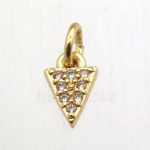 copper arrowhead pendant pave zircon, gold plated
