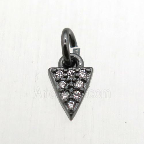 copper arrowhead pendant pave zircon, black plated