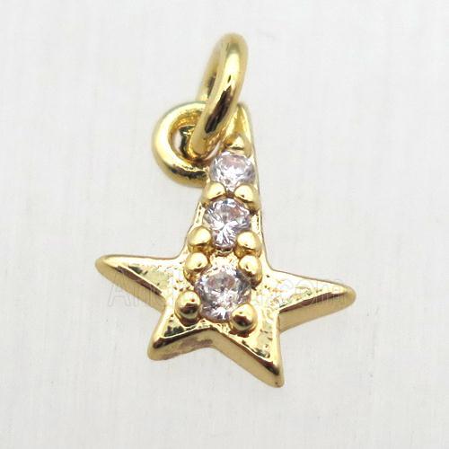 copper star pendant pave zircon, gold plated