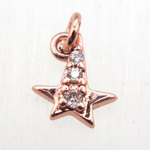 copper star pendant pave zircon, rose gold