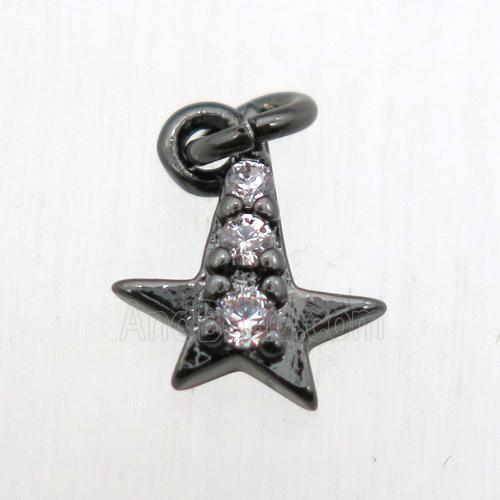 copper star pendant pave zircon, black plated