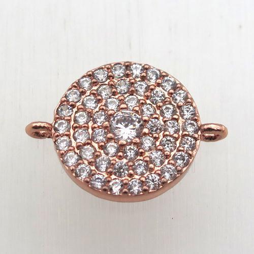 copper circle connector pave zircon, rose gold