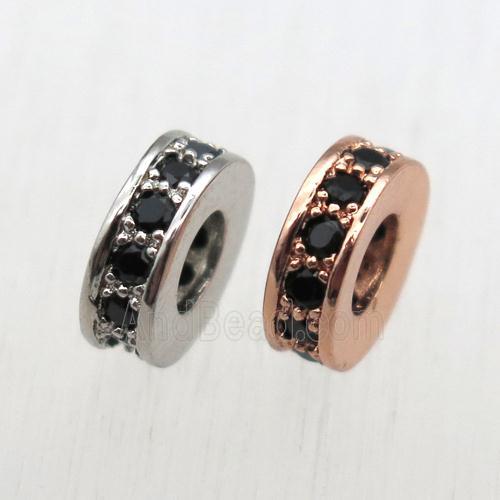 copper heishi spacer beads pave zircon, mixed