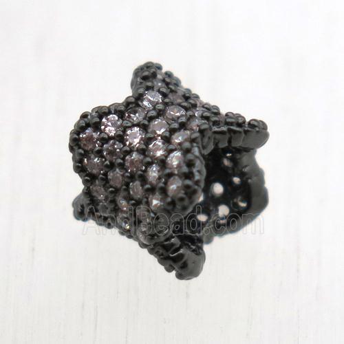 copper tube beads pave zircon, black plated