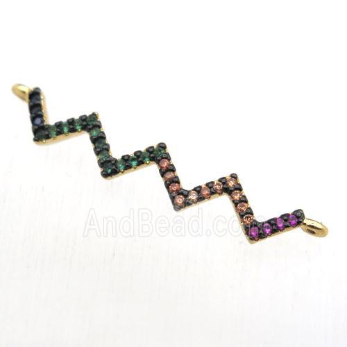 copper heartbeat connector pave zircon, gold plated