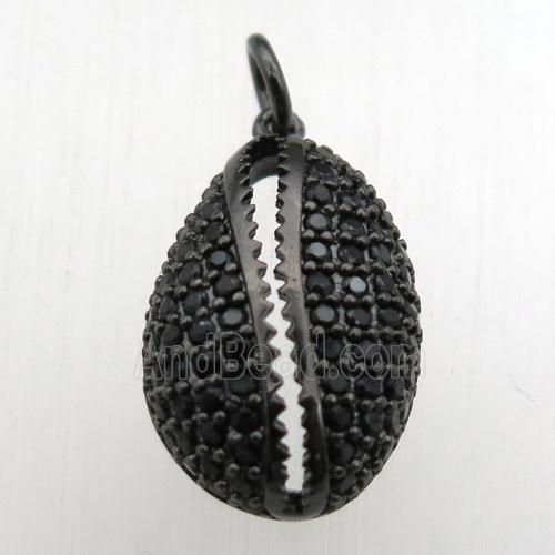 copper pendant pave zircon, black plated