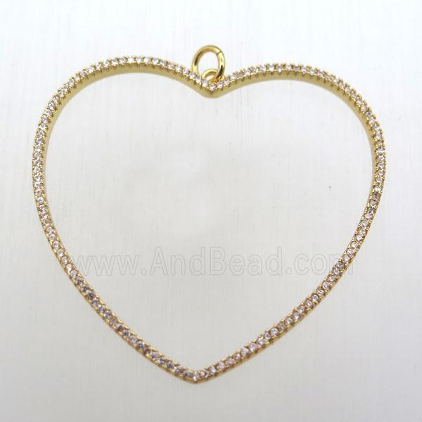 copper heart pendant pave zircon, gold plated