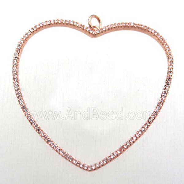 copper heart pendant pave zircon, rose gold