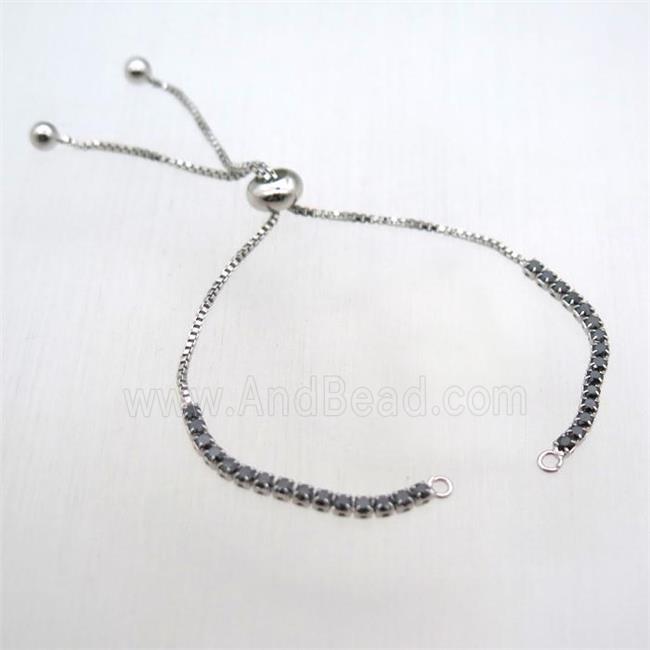 copper bracelet chain pave zircon, platinum plated