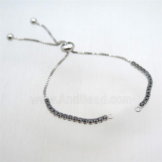 copper bracelet chain pave zircon, platinum plated