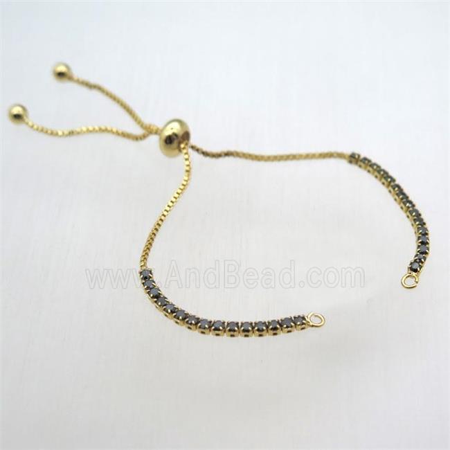 copper bracelet chain pave zircon, gold plated