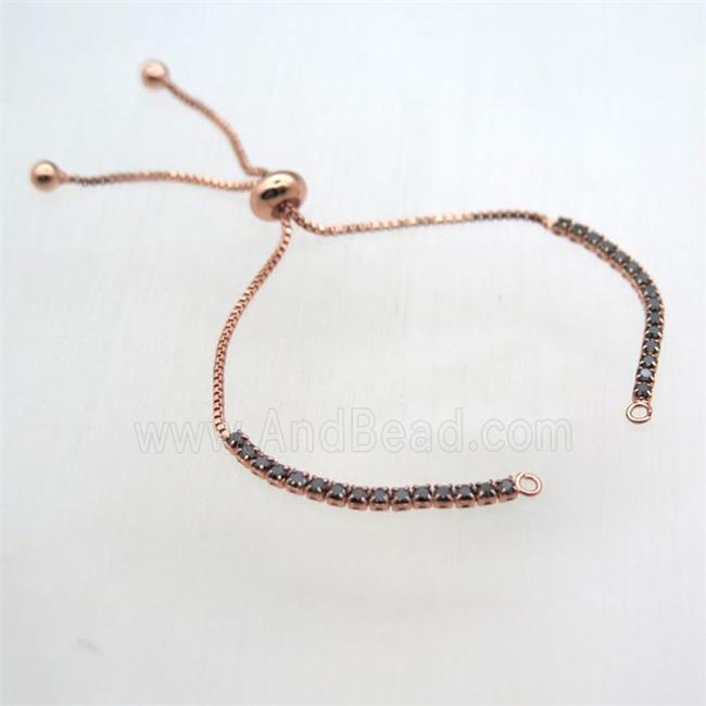 copper bracelet chain pave zircon, rose gold
