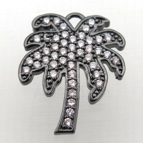 copper coconut tree pendant pave zircon, black plated