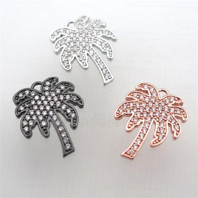 copper coconut tree pendant pave zircon, mixed color